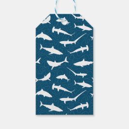 Shark Frenzy Blauw Wit Cadeaulabel