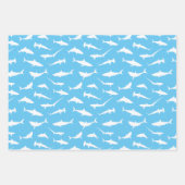 Shark Frenzy Blauw Wit Inpakpapier Vel (Voorkant 2)