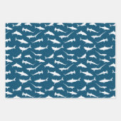 Shark Frenzy Blauw Wit Inpakpapier Vel (Voorkant)