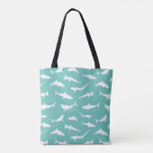 Shark Frenzy Blue Tote Bag (Achterkant)