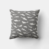 Shark Frenzy Gray White Monogram Kussen (Achterkant)