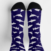 Shark Frenzy Navy blauw en wit patroon Sokken (Top)
