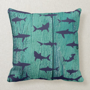 Shark Frenzy Onderwater Zee Creatures Pattern Kussen