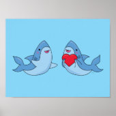 Shark Friends Kawaii Artwork Kinder Room Poster (Voorkant)