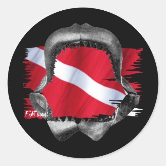 Shark Gear van Divers Den Ronde Sticker (Voorkant)