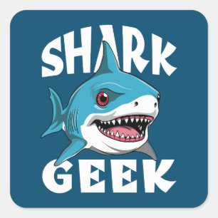 Shark Geek - Schattige ontwerp voor haaienliefhebb Vierkante Sticker