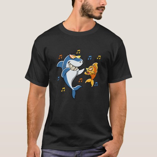 Shark Goldfish Dancing Party Cute Sea Animals T-shirt (Voorkant)