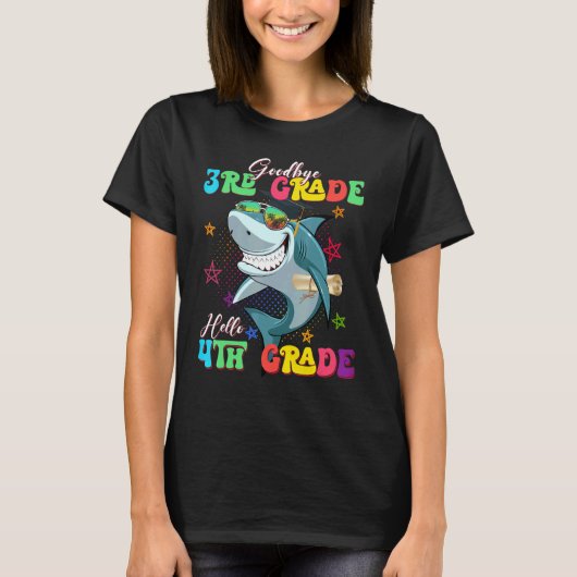 Shark Goodbye 3e Grade Afstuderen Hallo T-shirt (Voorkant)