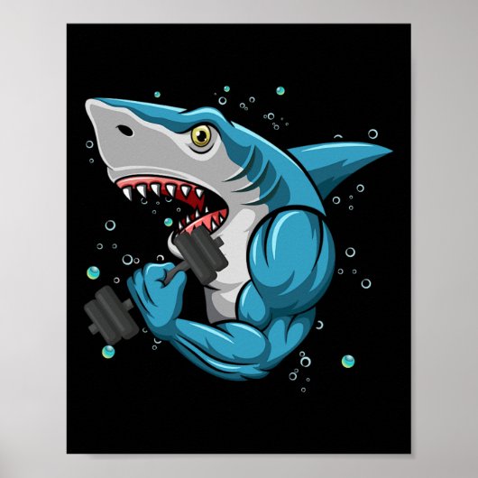 Shark Gym Powerlifting Gewichtheffen Bodybuilding Poster (Voorkant)