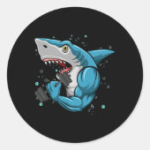 Shark Gym Powerlifting Gewichtheffen Bodybuilding Ronde Sticker (Voorkant)