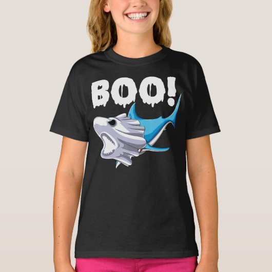 shark halloween  boo ghost shark gift boys mens t-shirt (Voorkant)