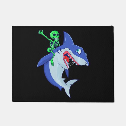 Shark Halloween Skeleton Riding Sharks Lover Funny Deurmat (Voorkant)
