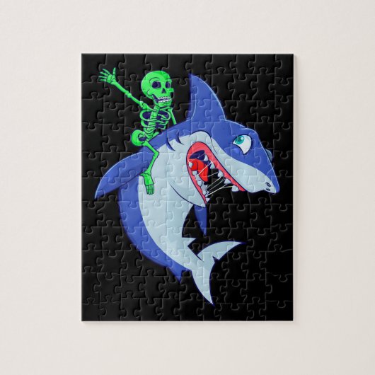 Shark Halloween Skeleton Riding Sharks Lover Funny Legpuzzel (Verticaal)