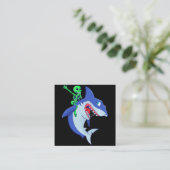 Shark Halloween Skeleton Riding Sharks Lover Funny Vierkante Visitekaartje (Staand voorkant)