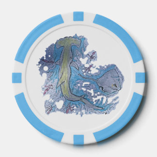 Shark Hammerhead Ocean Scene Poker Chips