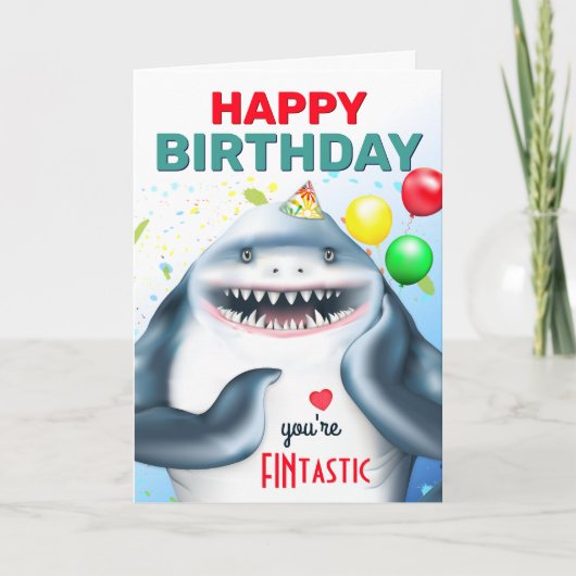 Shark Happy Birthday Kaart (Voorkant)