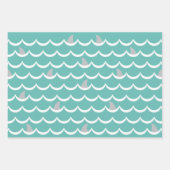 Shark Happy Birthday-naam Inpakpapier Vel (Voorkant 3)