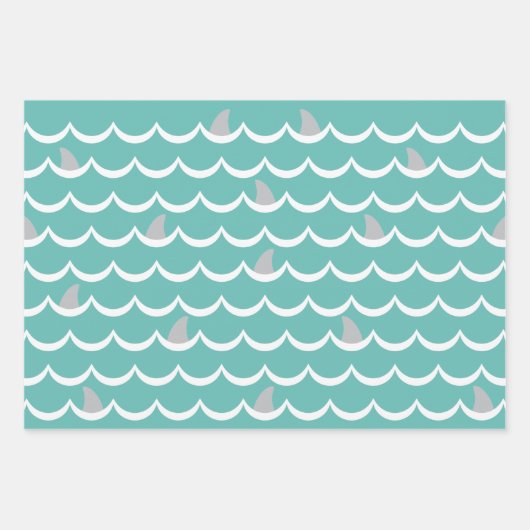 Shark Happy Birthday-naam Inpakpapier Vel (Voorkant 3)