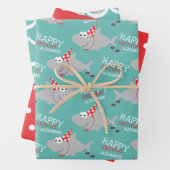 Shark Happy Birthday-naam Inpakpapier Vel (In situ)