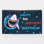Shark Happy verjaardagsbanner Birthday party banne Spandoek (Horizontaal)