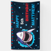 Shark Happy verjaardagsbanner Birthday party banne Spandoek (Verticaal)