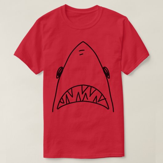 Shark Head Bite Funny Scary Print Drawing Vist T-shirt (Design voorkant)