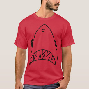 Shark Head Bite Funny Scary Print Drawing Vist T-shirt