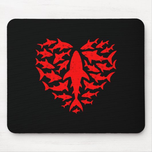 Shark Heart Ocean Funny Valentines Day Men Women K Muismat (Voorkant)