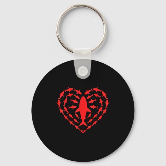 Shark Heart Ocean Funny Valentines Day Men Women K Sleutelhanger (Voorkant)