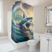 Shark Hit and Run Douchegordijn (In situ)