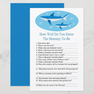 Shark Hoe goed ken je baby shower game