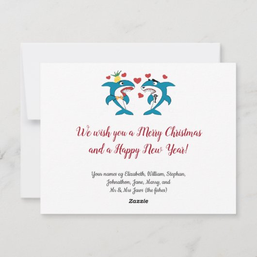 Shark Humor Leuk Kerstrood Feestdagenkaart (Achterkant)