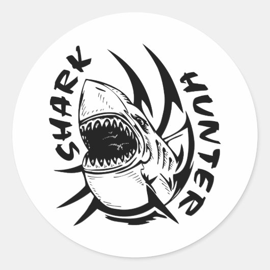 SHARK HUNTER RONDE STICKER (Voorkant)