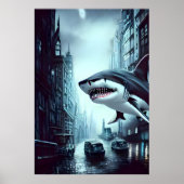 Shark in de stad | AI Art Poster (Voorkant)