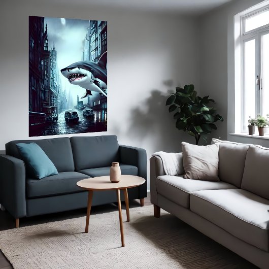 Shark in de stad | AI Art Poster