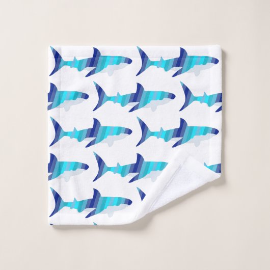 Shark in Shades of Blue Towel Bad Handdoek (Wasdoekje)
