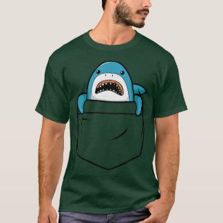Shark in the Pocket Funny Pocket Shark Cartoon Des T-shirt