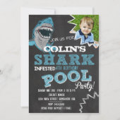 SHARK INFESTED Birthday Party Invitation Kaart (Voorkant)