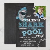 SHARK INFESTED Birthday Party Invitation Kaart (Voorkant / Achterkant)
