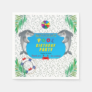 Shark Infested Boy Birthday Pool Party Servet