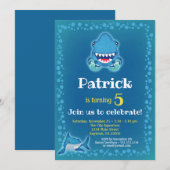 Shark Invitation Boys Birthday Party Aquarium Kaart (Voorkant / Achterkant)