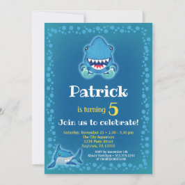Shark Invitation Boys Birthday Party Aquarium Kaart