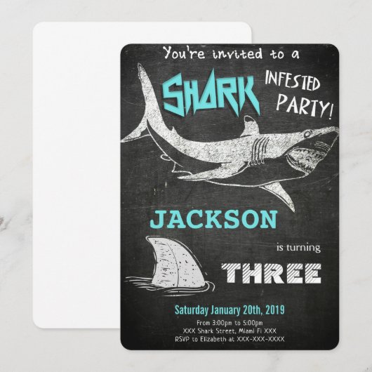 Shark Invitation Kaart (Voorkant / Achterkant)