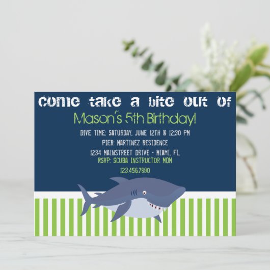 Shark Invitation Kaart (Staand voorkant)
