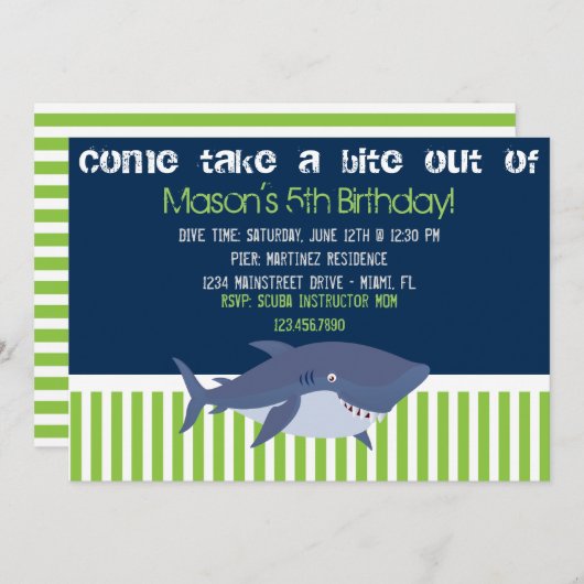 Shark Invitation Kaart (Voorkant / Achterkant)