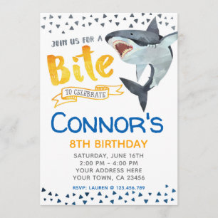 Shark Invitation, Pool Birthday Party Kaart