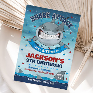 Shark Invitation, Shark Birthday Invitation Kaart