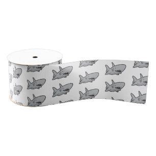 Shark jarig Party Blue en White Grosgrain Lint