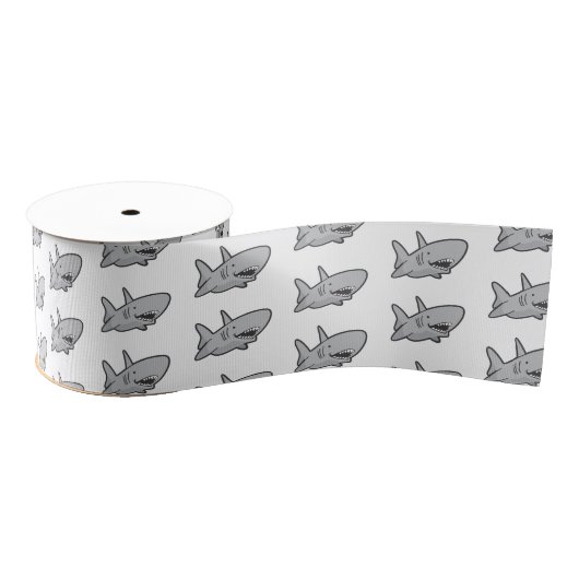 Shark jarig Party Blue en White Grosgrain Lint (Spoel)
