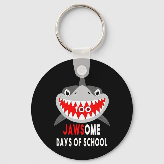 Shark Jawesome 100 dagen School Schattige Fun Gift Sleutelhanger (Voorkant)